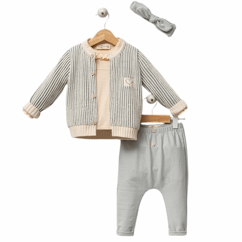OUTWEAR Triple set Knitted Jacket &amp; Pants &amp; Sweatshirt + Headband