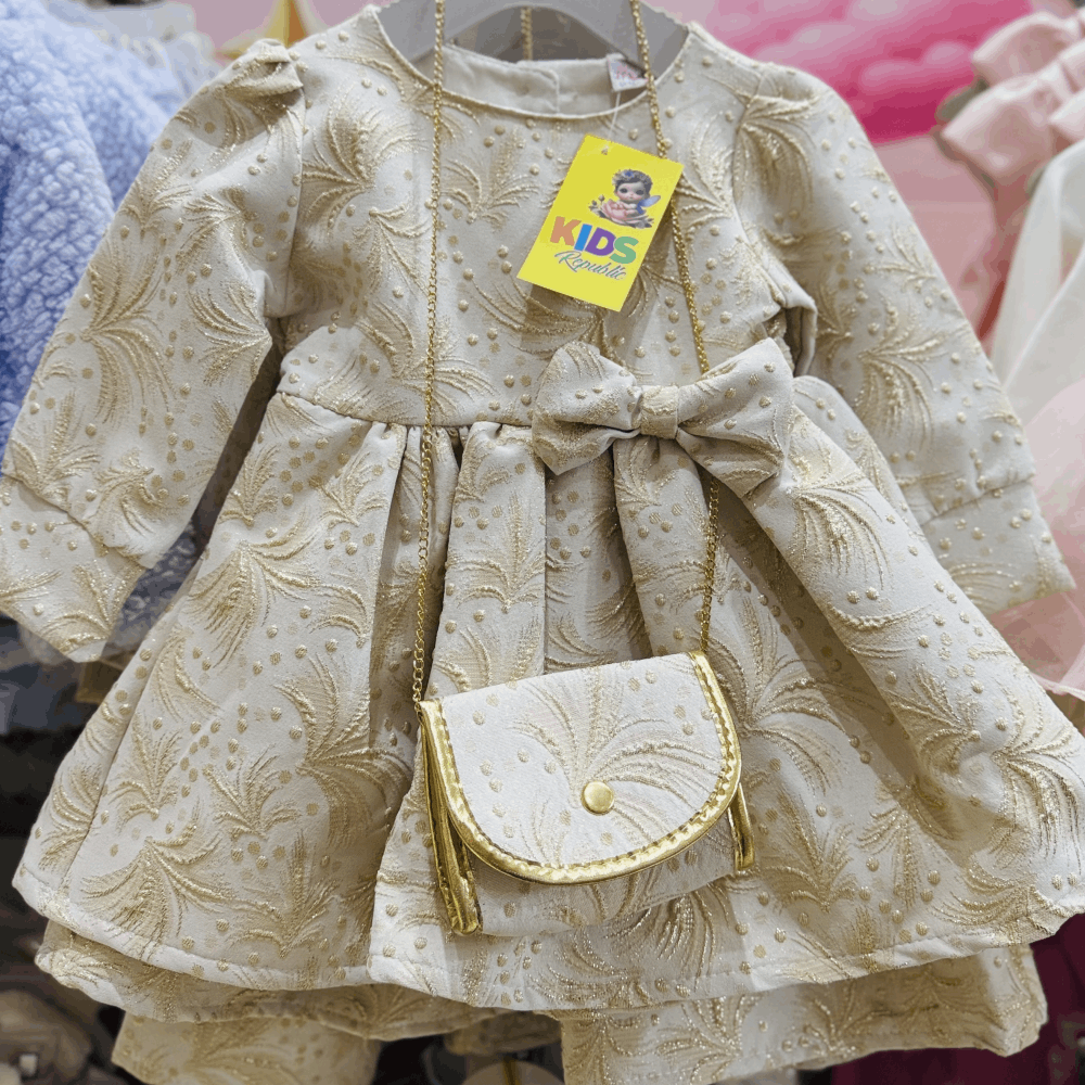 DRESS Double set Dress &amp; Bag gold