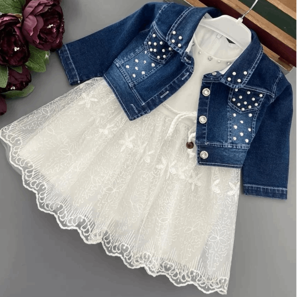 DRESS Double set Tulle dress &amp; Jeans Jacket