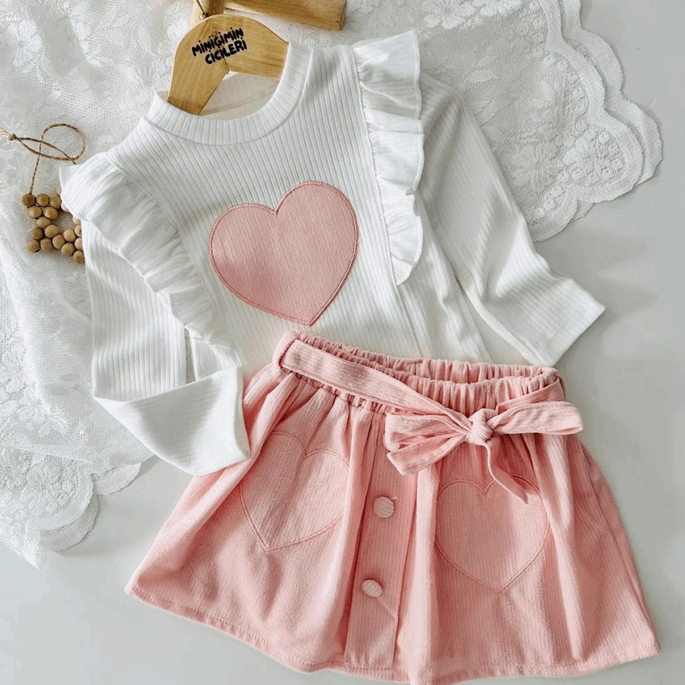 OUTWEAR Double set Long-sleeve Sweatshirt Heart &amp; Skirt