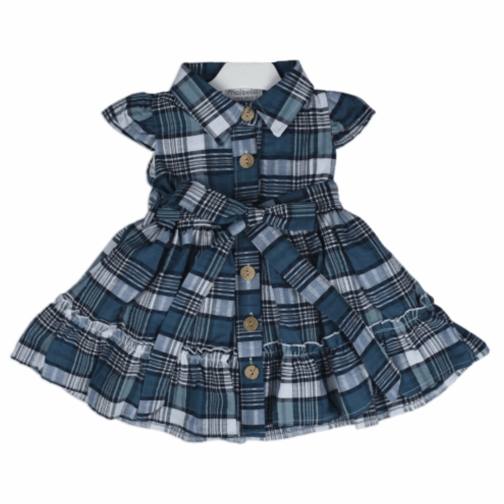 DRESS Summer checkered blue dress