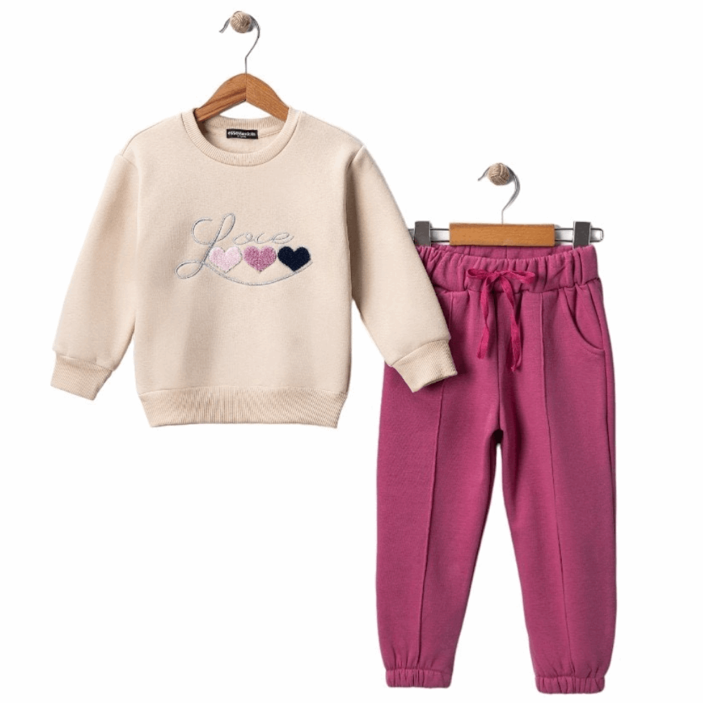 CLOTHING Girls Double fleece set Love