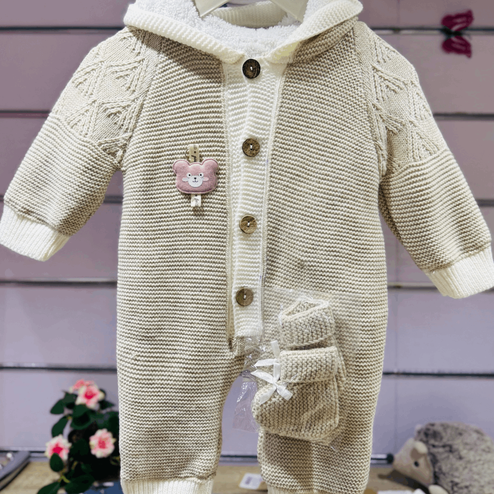 NEWBORN Boys Warm knitted jumpsuit with fur