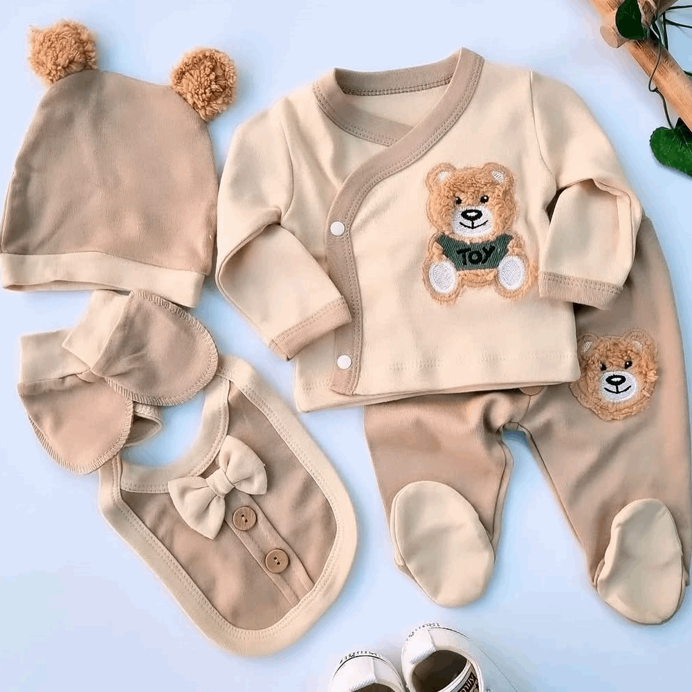 HOSPITAL SET Newborn set 5in1 with bear embroidery
