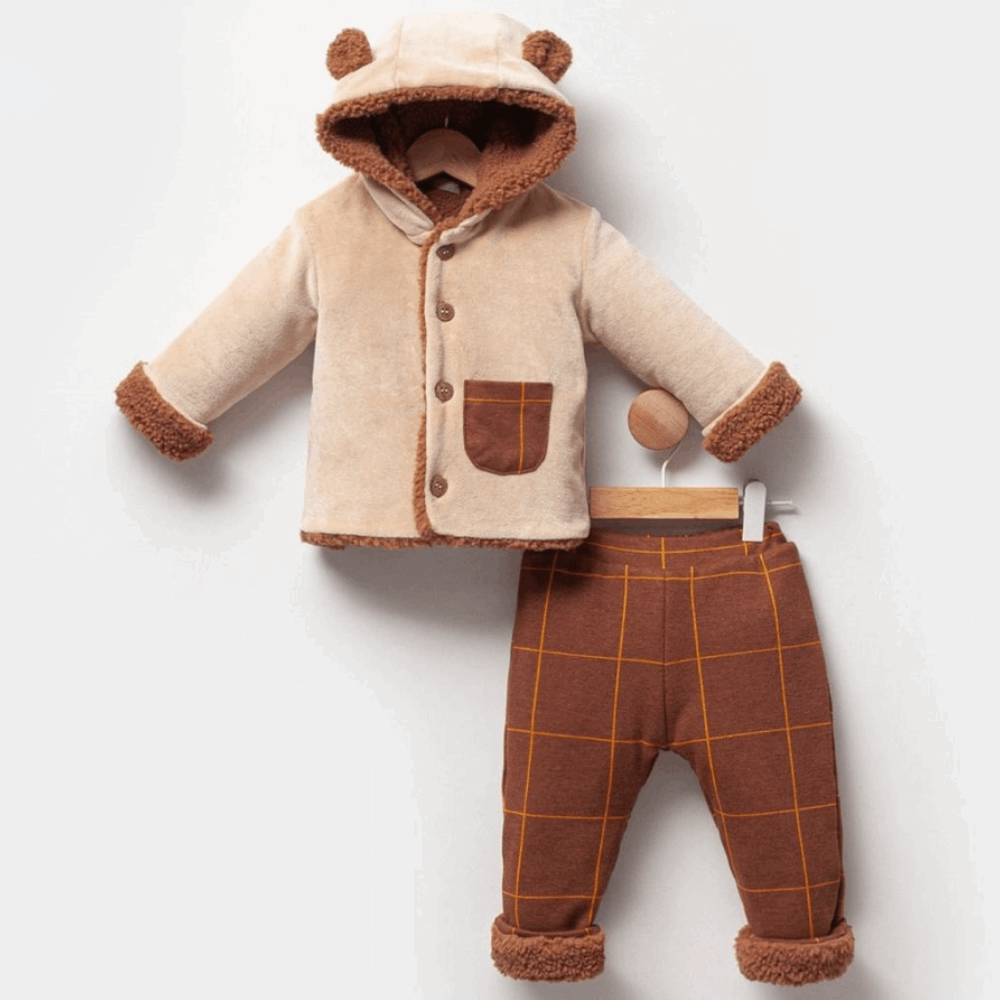 CLOTHING Boys Double Set Fur Jacket / Fur Pants (Natural Sheepskin)