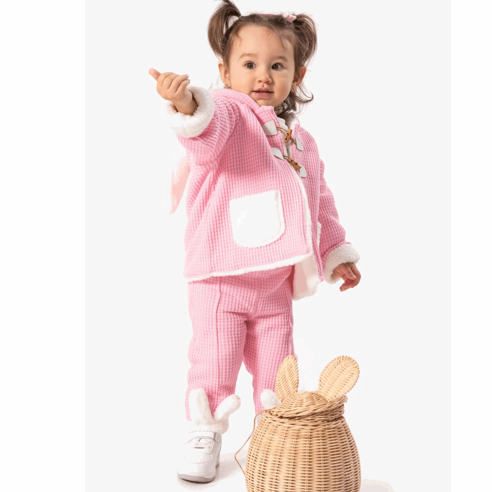 OUTWEAR Set 3in1 Warm Fur Jacket / Fur Pants / Sweater Pink
