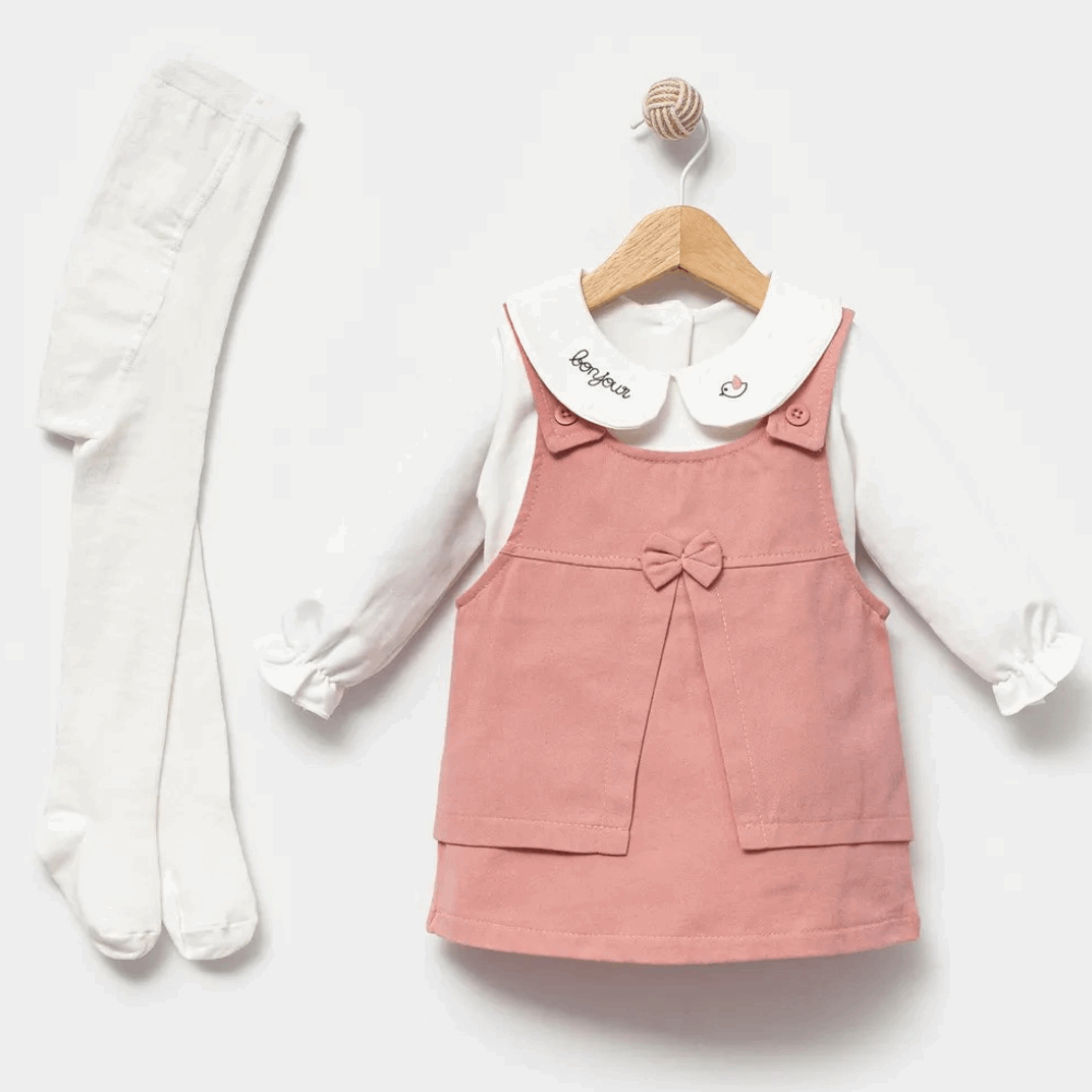 DRESS Set 3in1 Pink Sundress / Sweatshirt / Tights