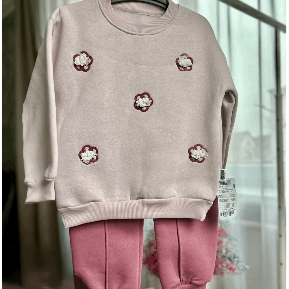 OUTWEAR Double fleece suit With Tulle Flowers