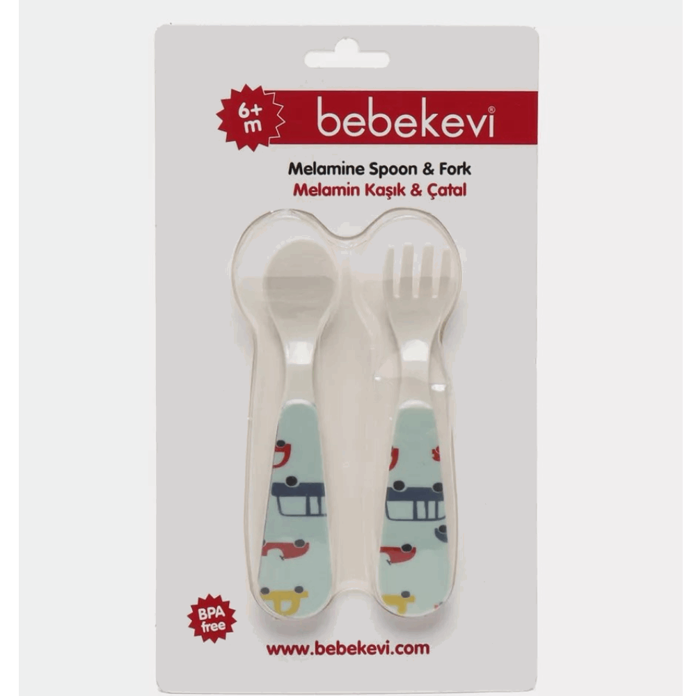 Feeding Melamin Spoon &amp; Fork Bebekevi Green