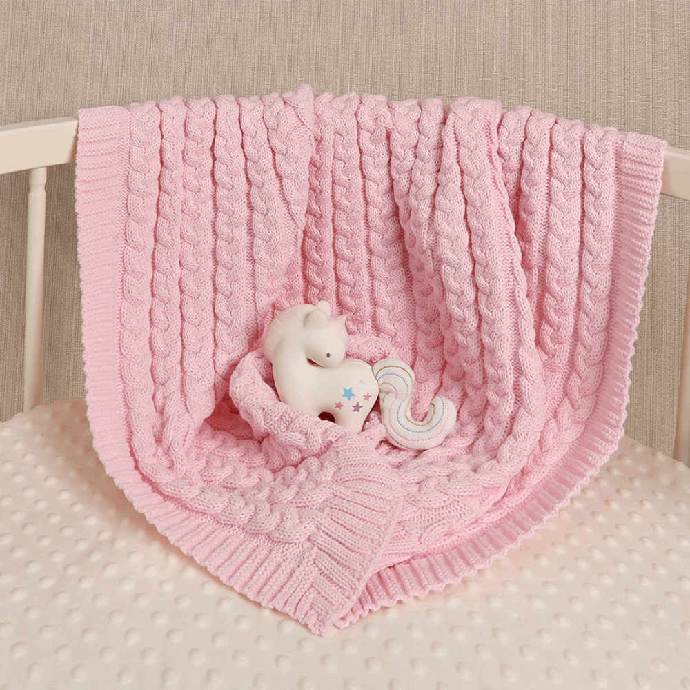 Blankets &amp; Diapers Warm Knitted Blanket With Decor
